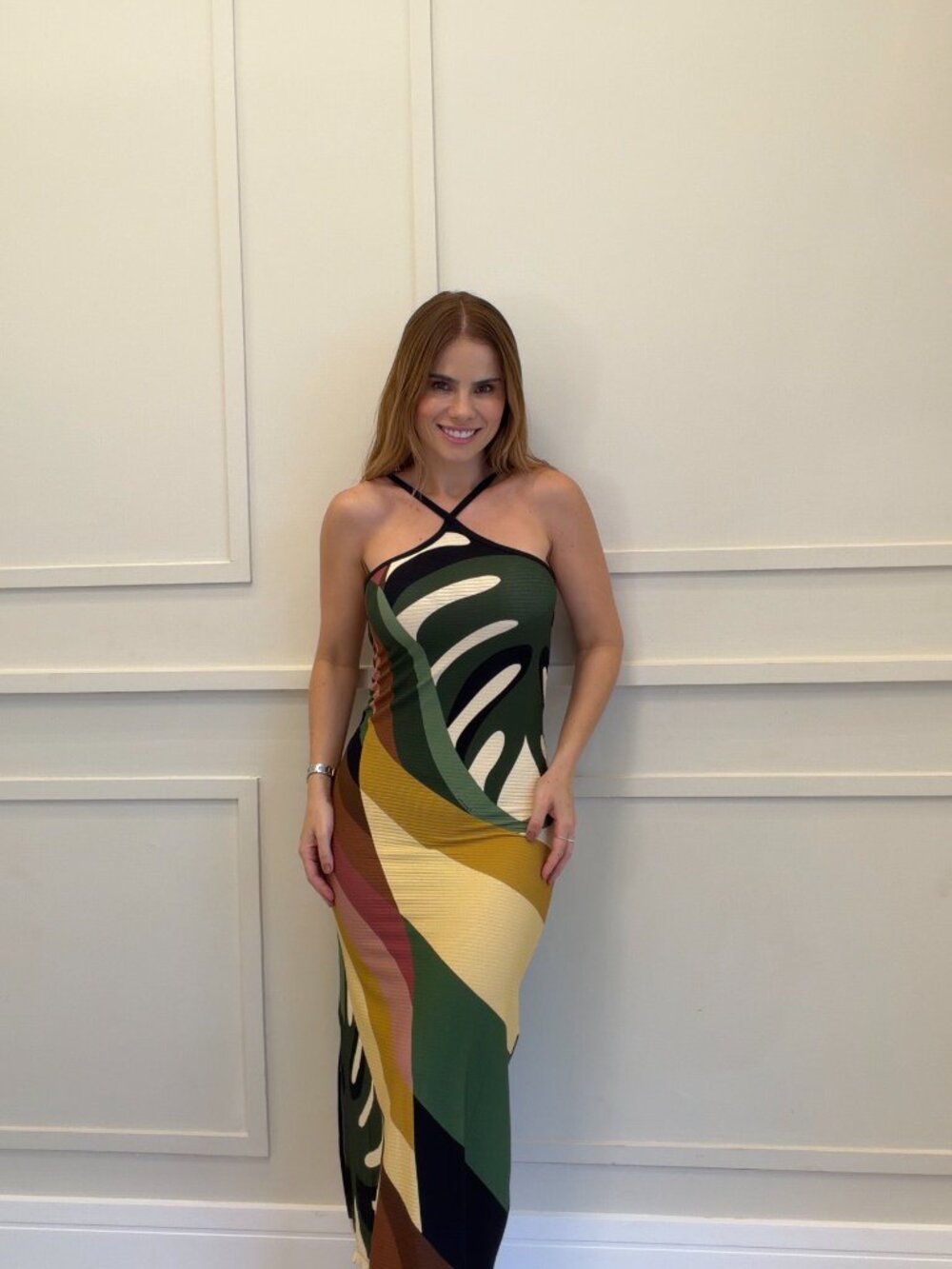 FARM Rio Arara Printed Bias Stripe Dress (Size S) - Picture 4 of 6